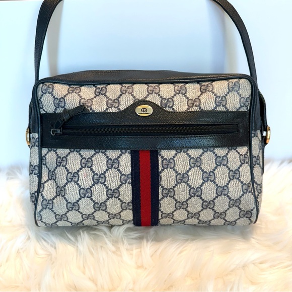 GUCCI Ophidia Blue GG Monogram Web Shoulder Bag - Picture 1 of 15